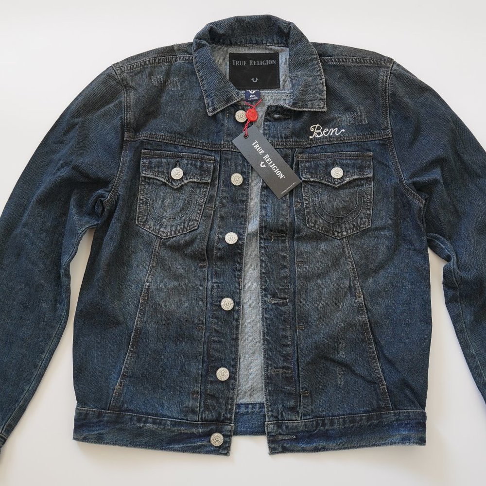 True Religion Men's Dylan Ben Demin Jacket- Blue